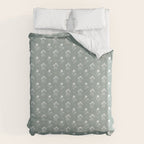 Green and White Vintage Block Print Floral Duvet Cover Gallery Image 6