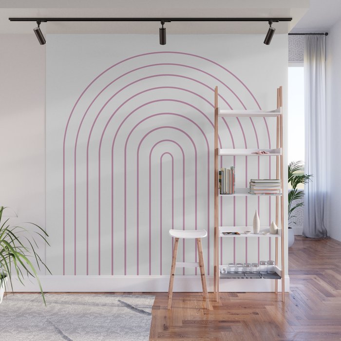 Minimal Arch XXVI White and Pink Modern Geometric Lines Wall Mural Gallery Image 1