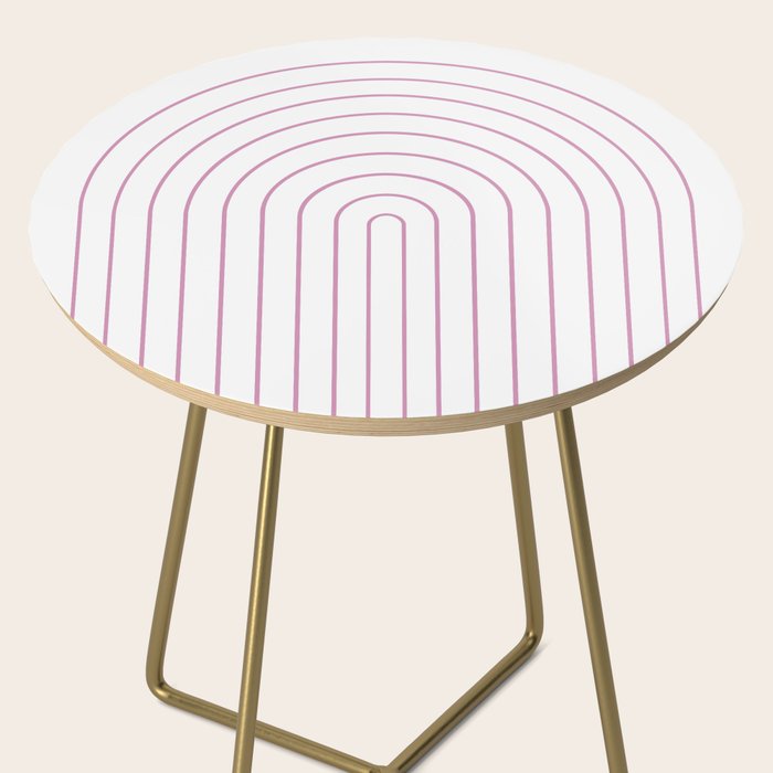 Minimal Arch XXVI White and Pink Modern Geometric Lines Side Table Gallery Image 2
