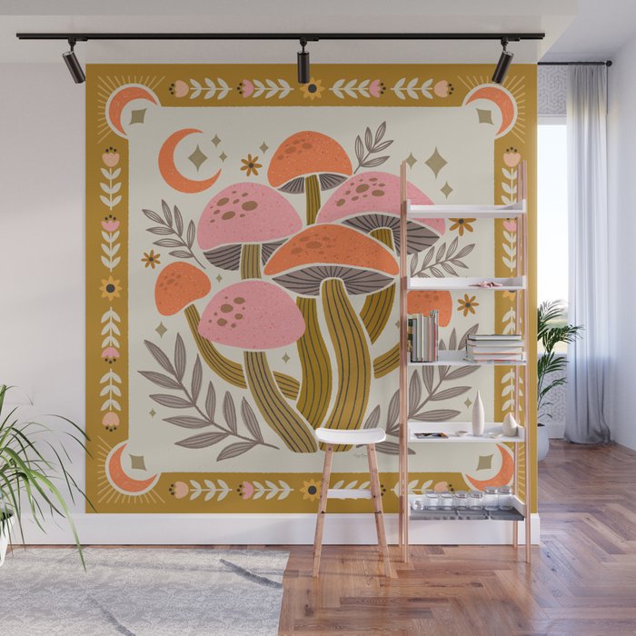 Mushrooms and Moons - Light Wall Mural Gallery Image 1