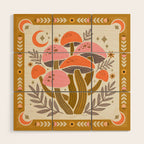 Mushrooms and Moons - Light Wood Wall Art Gallery Image 1