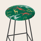 Green christmas reindeer animal pattern Stool Gallery Image 2