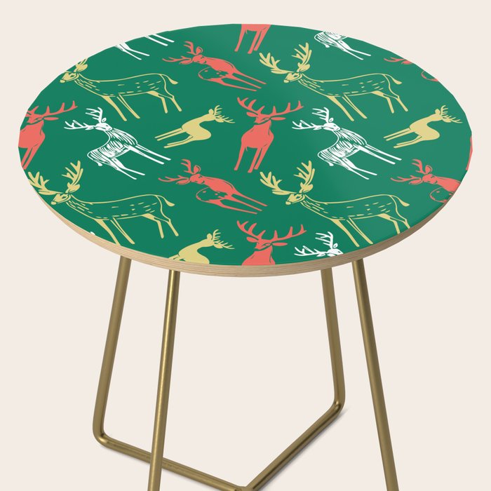 Green christmas reindeer animal pattern Side Table Gallery Image 2