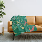 Green christmas reindeer animal pattern Throw Blanket Gallery Image 1