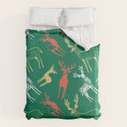 Green christmas reindeer animal pattern Duvet Cover Gallery Image 6
