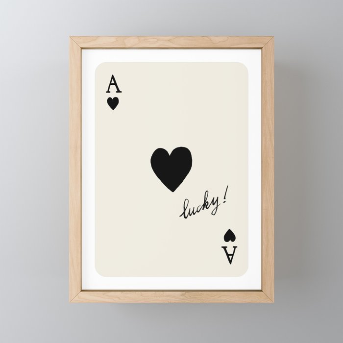 Ace of Hearts - Lucky Black and White Mini Art Print