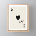 Ace of Hearts - Lucky Black and White Mini Art Print Gallery Image 1