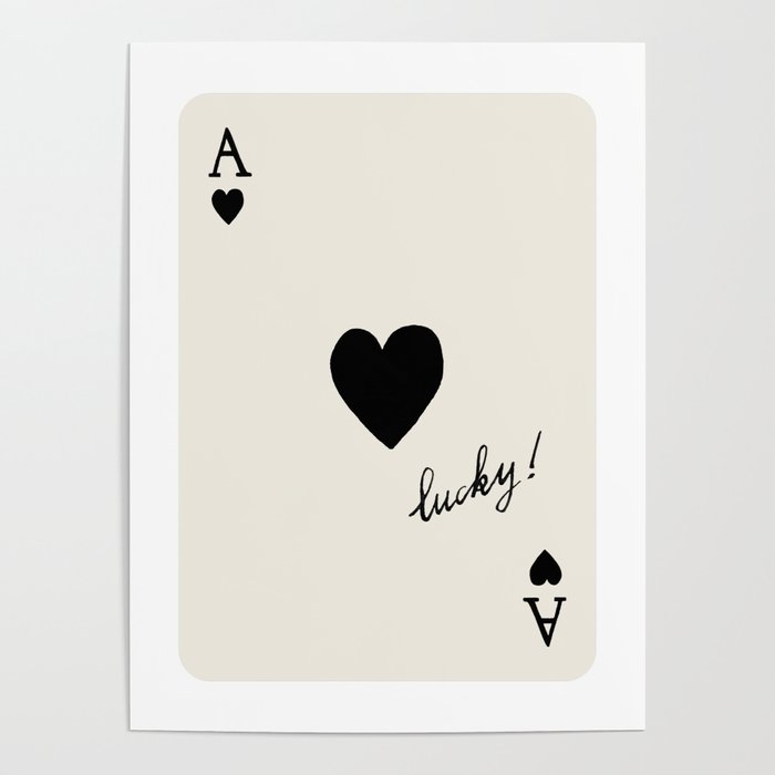 Ace of Hearts - Lucky Black and White Poster Gallery Image 1