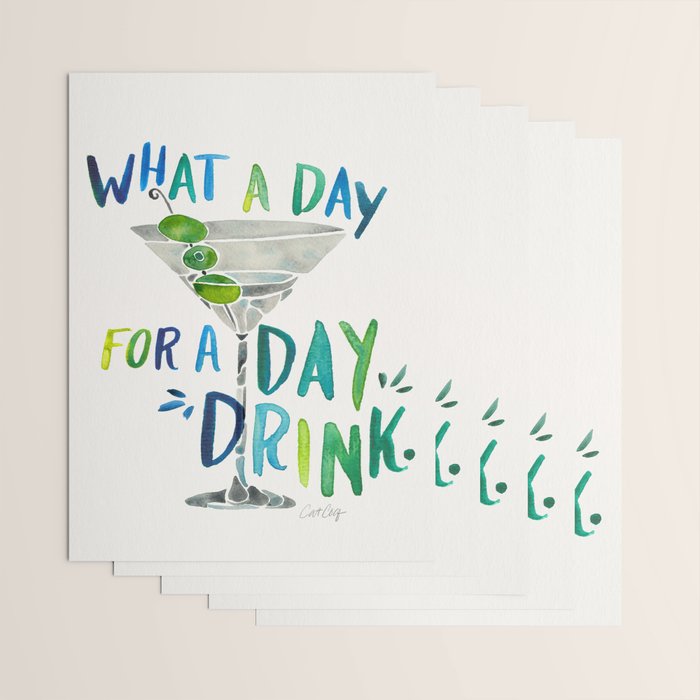 What a Day for a Day Drink - Blue & Green Palette Wrapping Paper Gallery Image 3