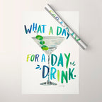 What a Day for a Day Drink - Blue & Green Palette Wrapping Paper Gallery Image 1