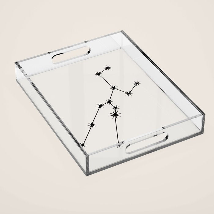 Taurus Zodiac Star Constellation Line Art White Acrylic Tray Gallery Image 1