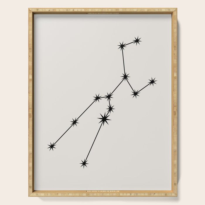 Taurus Zodiac Star Constellation Line Art White Serving Tray Gallery Image 1