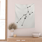 Taurus Zodiac Star Constellation Line Art White Wall Tapestry Gallery Image 2