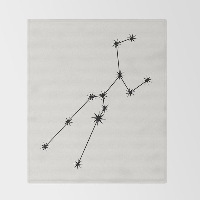Taurus Zodiac Star Constellation Line Art White Throw Blanket Gallery Image 2