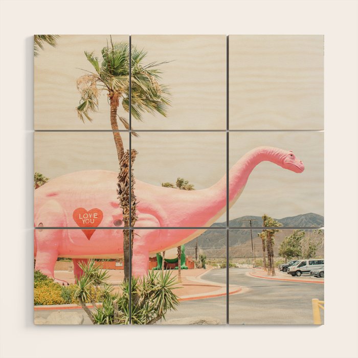 Pink Dinosaur | Cabazon Dinosaurs in Palm Springs California | Brontosaurus Love You Wood Wall Art Gallery Image 1
