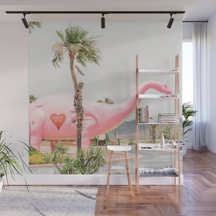 Pink Dinosaur | Cabazon Dinosaurs in Palm Springs California | Brontosaurus Love You Wall Mural Gallery Image 1
