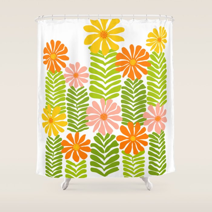 Minimalist Floral Art  Shower Curtain Gallery Image 1