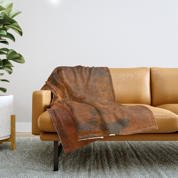 Aesthetic Rust Copper Japandi Art Throw Blanket Gallery Image 1
