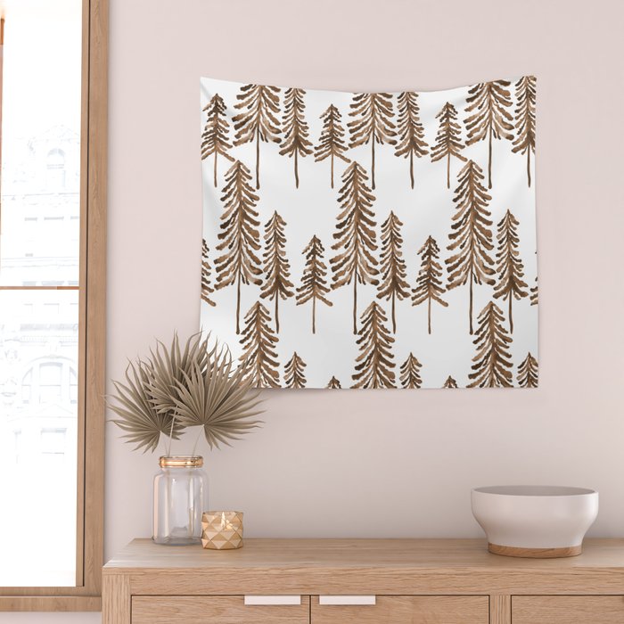 Pine Trees - Sepia Palette Wall Tapestry Gallery Image 2