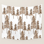 Pine Trees - Sepia Palette Wall Tapestry Gallery Image 4