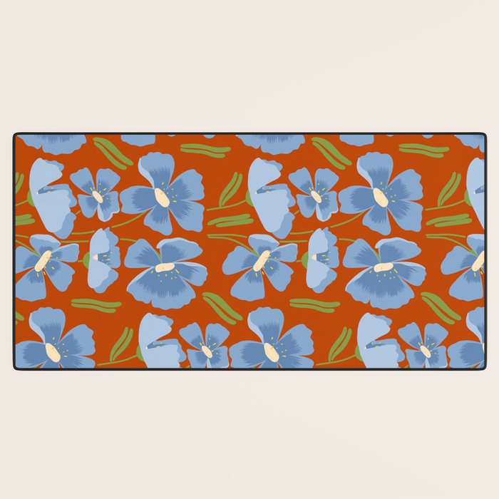 Harleigh Flower Art, Orange and Blue Desk Mat Gallery Image 3