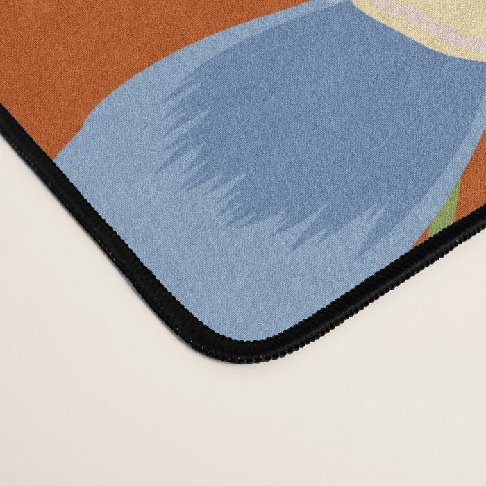 Harleigh Flower Art, Orange and Blue Desk Mat Gallery Image 4