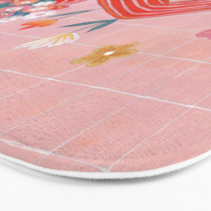 Modern Woman with Flowers Bath Mat Gallery Image 3