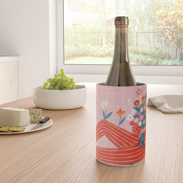 Modern Woman with Flowers Wine Chiller Gallery Image 4