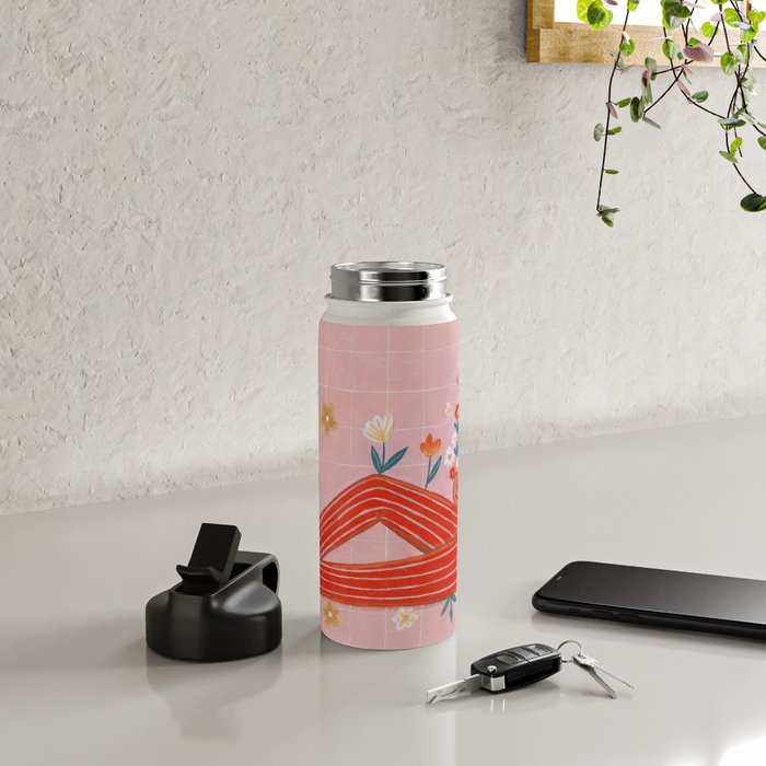 Modern Woman with Flowers Water Bottle Gallery Image 4