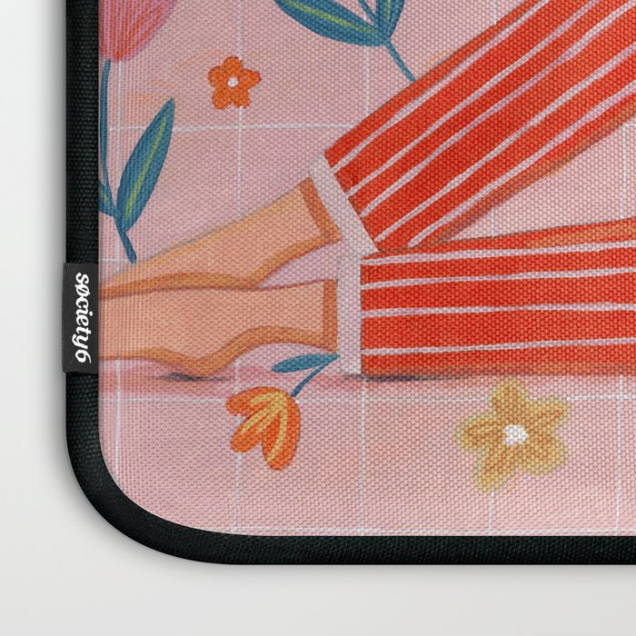 Modern Woman with Flowers Laptop Sleeve Gallery Image 3