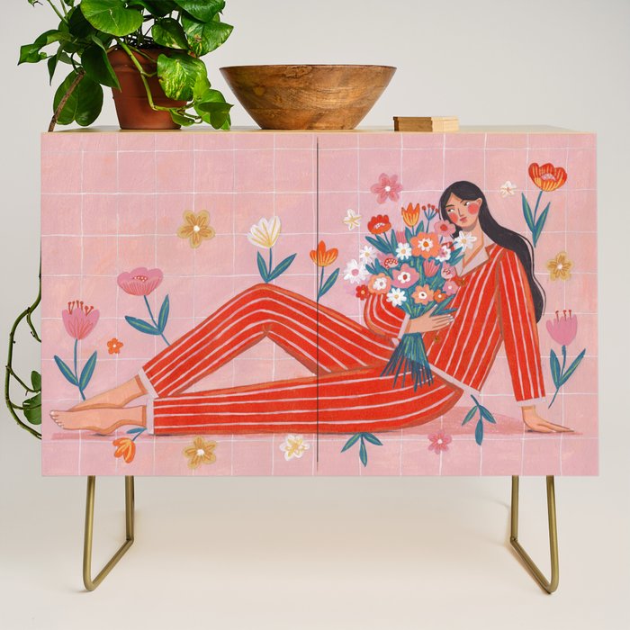 Modern Woman with Flowers Credenza Gallery Image 1