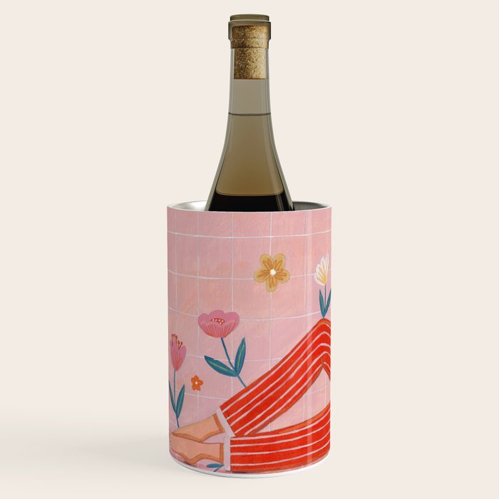 Modern Woman with Flowers Wine Chiller Gallery Image 2