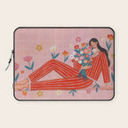 Modern Woman with Flowers Laptop Sleeve Gallery Image 1