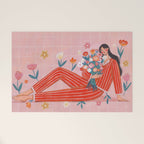 Modern Woman with Flowers Welcome Mat Gallery Image 1