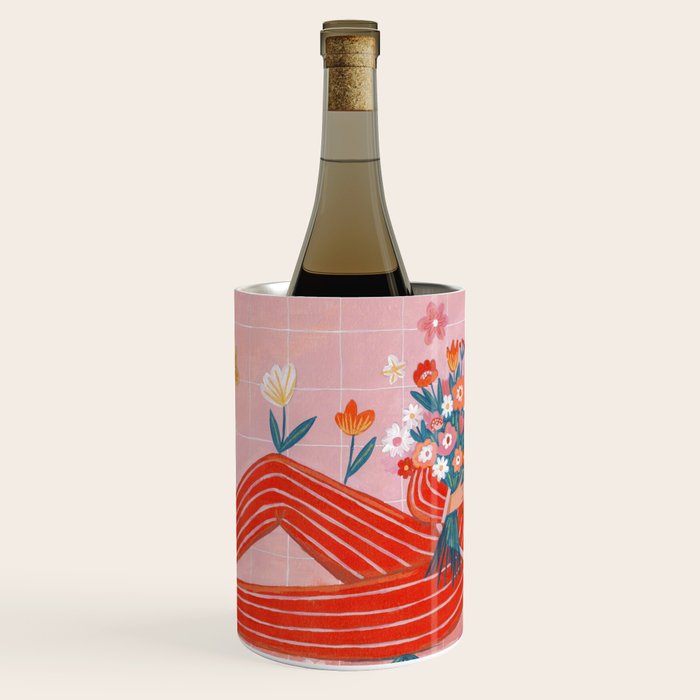 Modern Woman with Flowers Wine Chiller Gallery Image 1