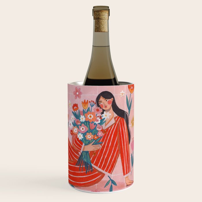 Modern Woman with Flowers Wine Chiller Gallery Image 3