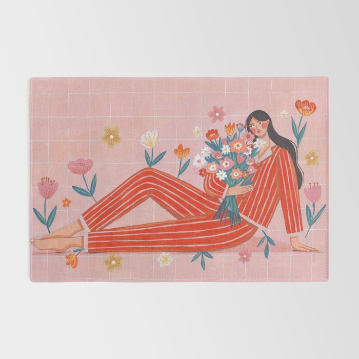 Modern Woman with Flowers Rug Gallery Image 2