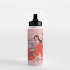 Modern Woman with Flowers Water Bottle Gallery Image 2