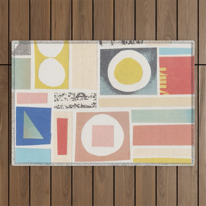 Abstract Mixed Media Collage #7 Outdoor Rug Gallery Image 1