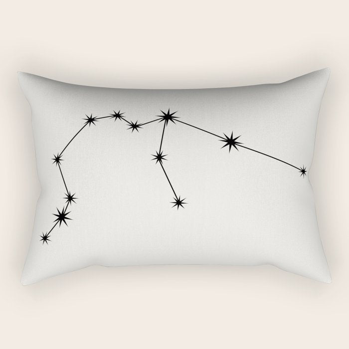 Aquarius Zodiac Star Constellation Line Art White Rectangular Pillow Gallery Image 1