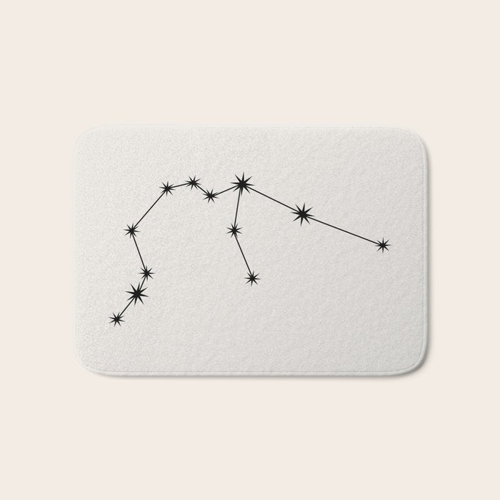 Aquarius Zodiac Star Constellation Line Art White Bath Mat Gallery Image 1