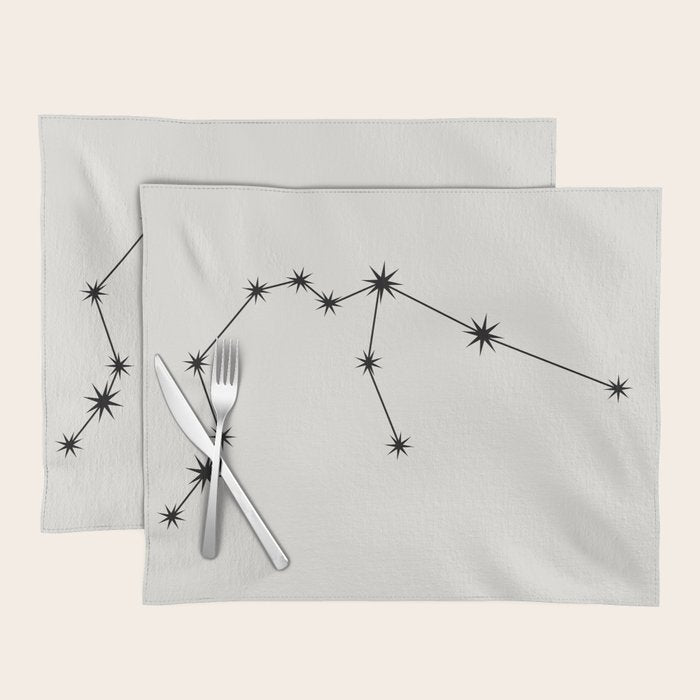 Aquarius Zodiac Star Constellation Line Art White Placemat Gallery Image 1