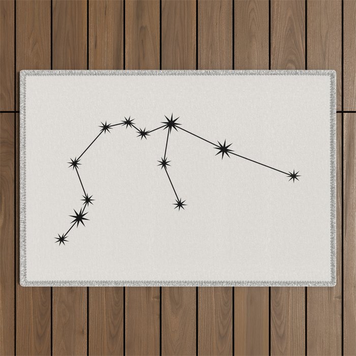 Aquarius Zodiac Star Constellation Line Art White Outdoor Rug Gallery Image 1