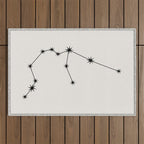 Aquarius Zodiac Star Constellation Line Art White Outdoor Rug Gallery Image 1