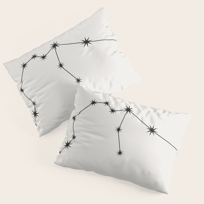 Aquarius Zodiac Star Constellation Line Art White Pillow Sham Gallery Image 3