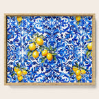 Blue Italian majolica baroque lemon art Serving Tray Gallery Image 1