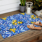 Blue Italian majolica baroque lemon art Outdoor Rug Gallery Image 2