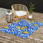 Blue Italian majolica baroque lemon art Outdoor Rug Gallery Image 2
