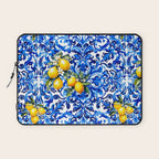 Blue Italian majolica baroque lemon art Laptop Sleeve Gallery Image 1