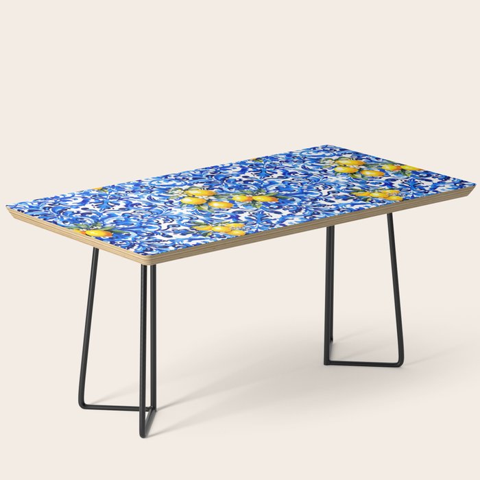 Blue Italian majolica baroque lemon art Coffee Table Gallery Image 1